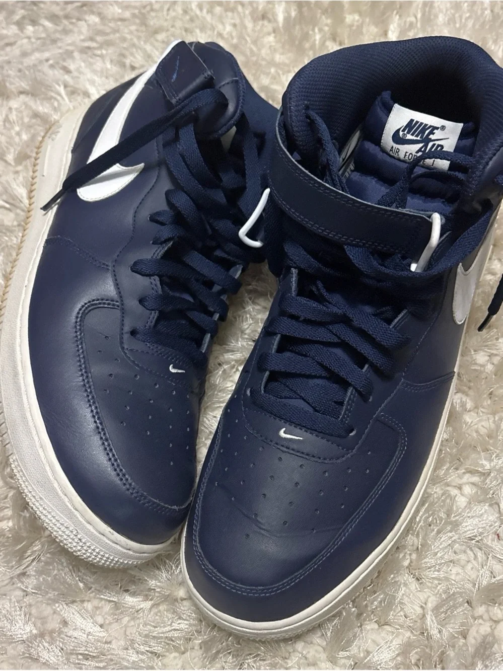 Nike Air Force 1 High Top Sneakers - Navy & White